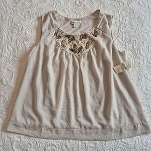 Coldwater Creek women's size XL or 16 sleeveless, lined beaded front shirt NEW